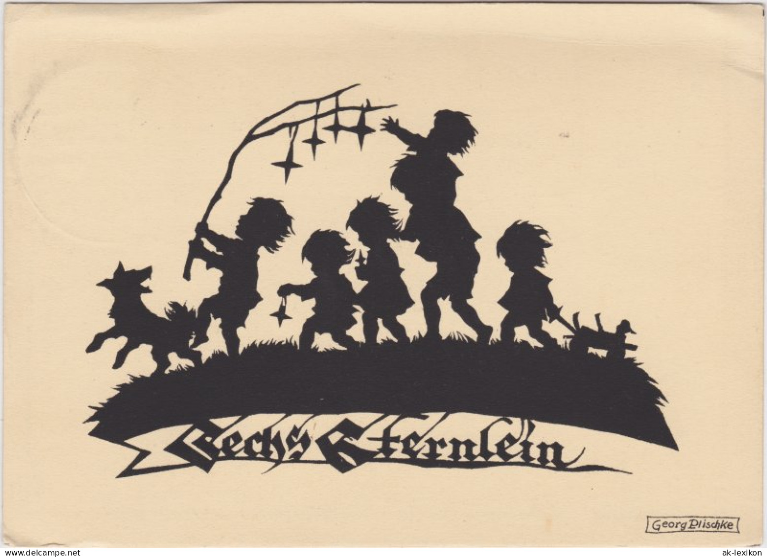 Ansichtskarte  Sechs Sternlein, Schattenschnitt 1934 - Silhouettes