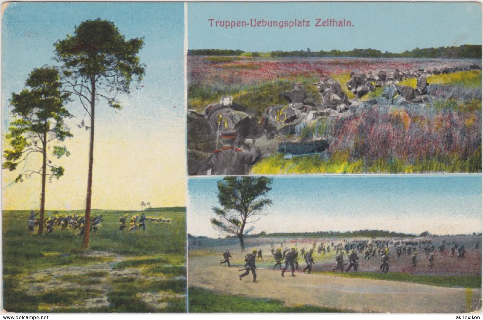 Ansichtskarte Zeithain 3 Bild Truppenübungsplatz - Übung 1918  - Zeithain