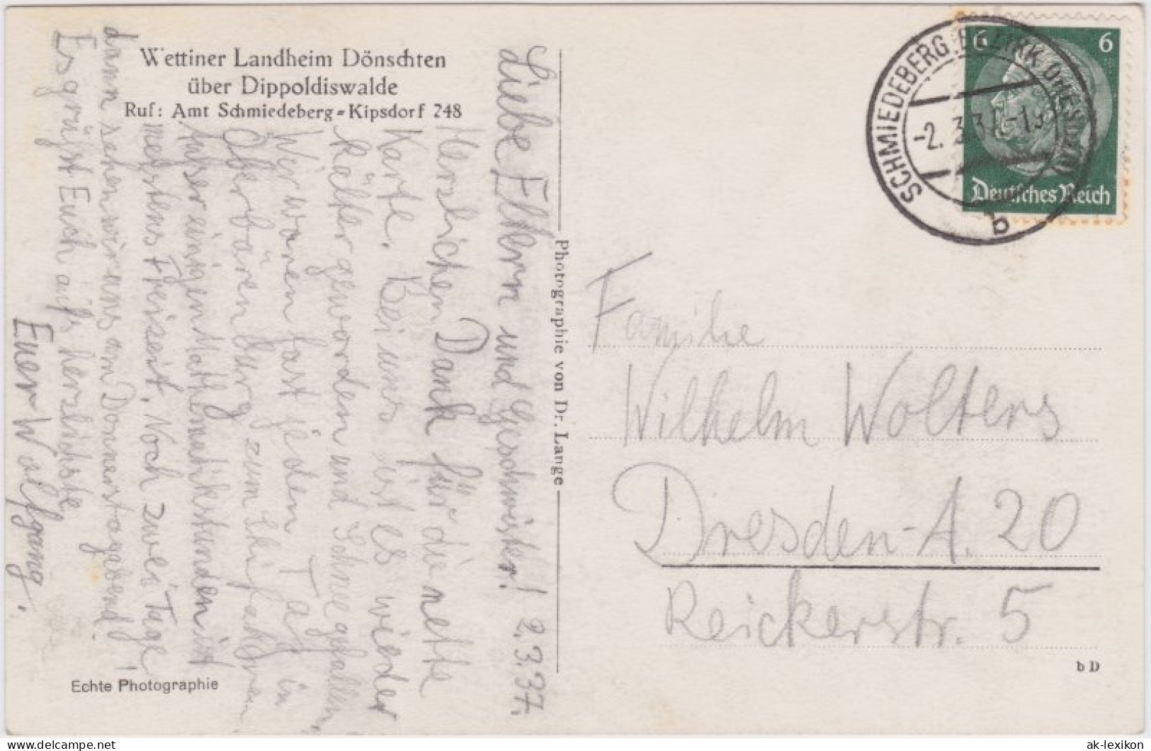 Ansichtskarte Dönschten-Dippoldiswalde Ferienheim Im Winter 1934  - Schmiedeberg (Erzgeb.)