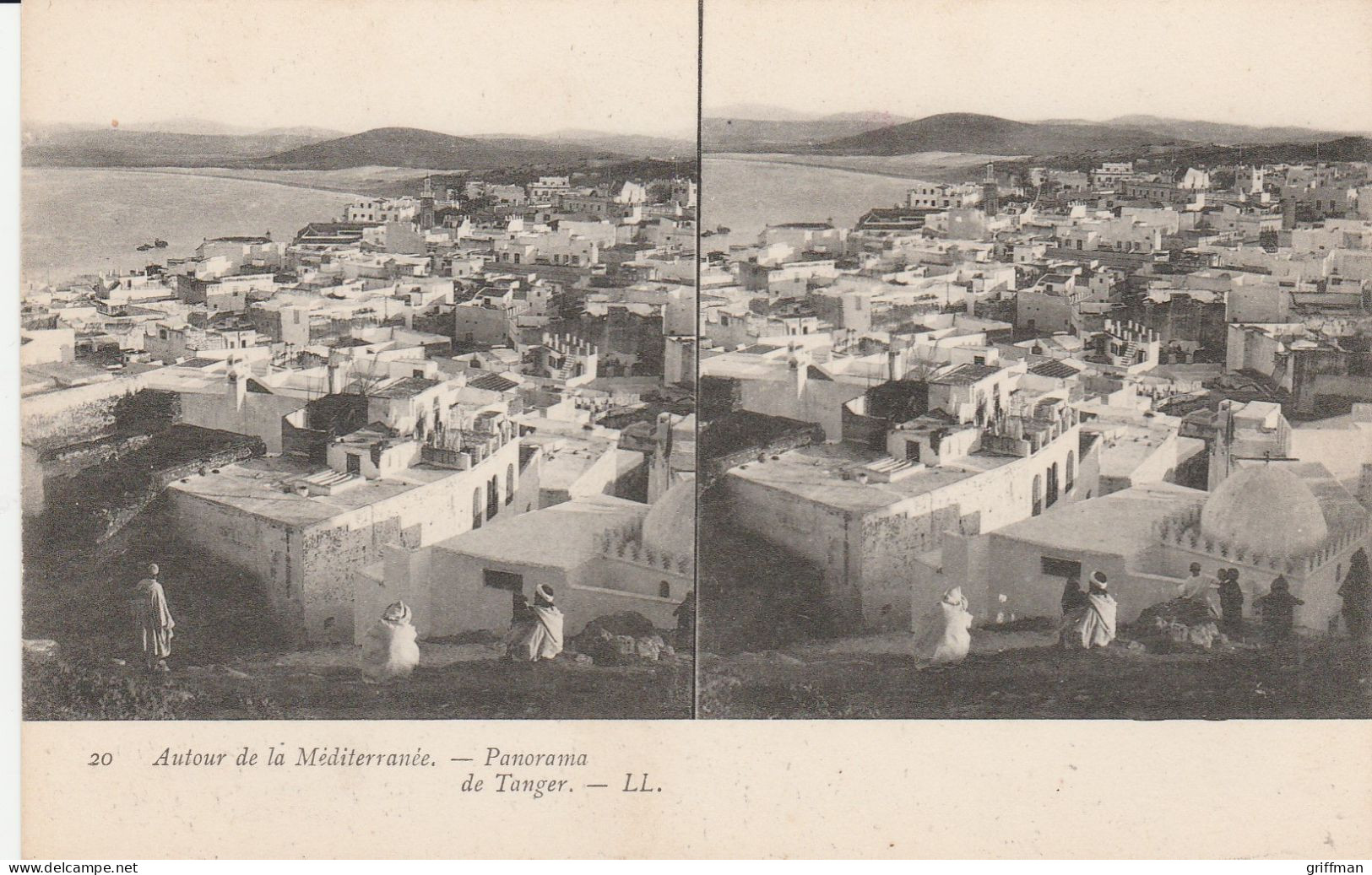 CARTE STEREOSCOPIQUE AUTOUR DE LA MEDITERRANEE MAROC PANORAMA DE TANGER TBE - Stereoscope Cards