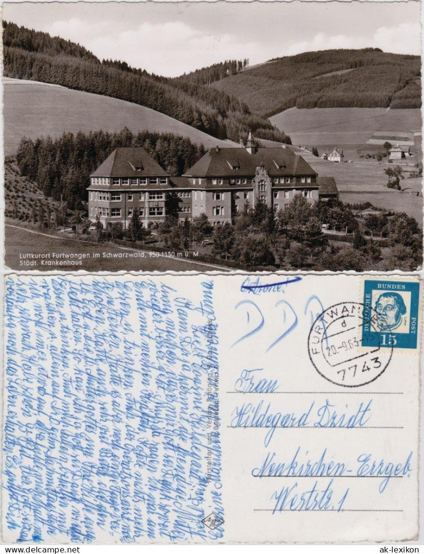 Ansichtskarte Furtwangen (Schwarzwald) Städtisches Krankenhaus 1963 - Furtwangen