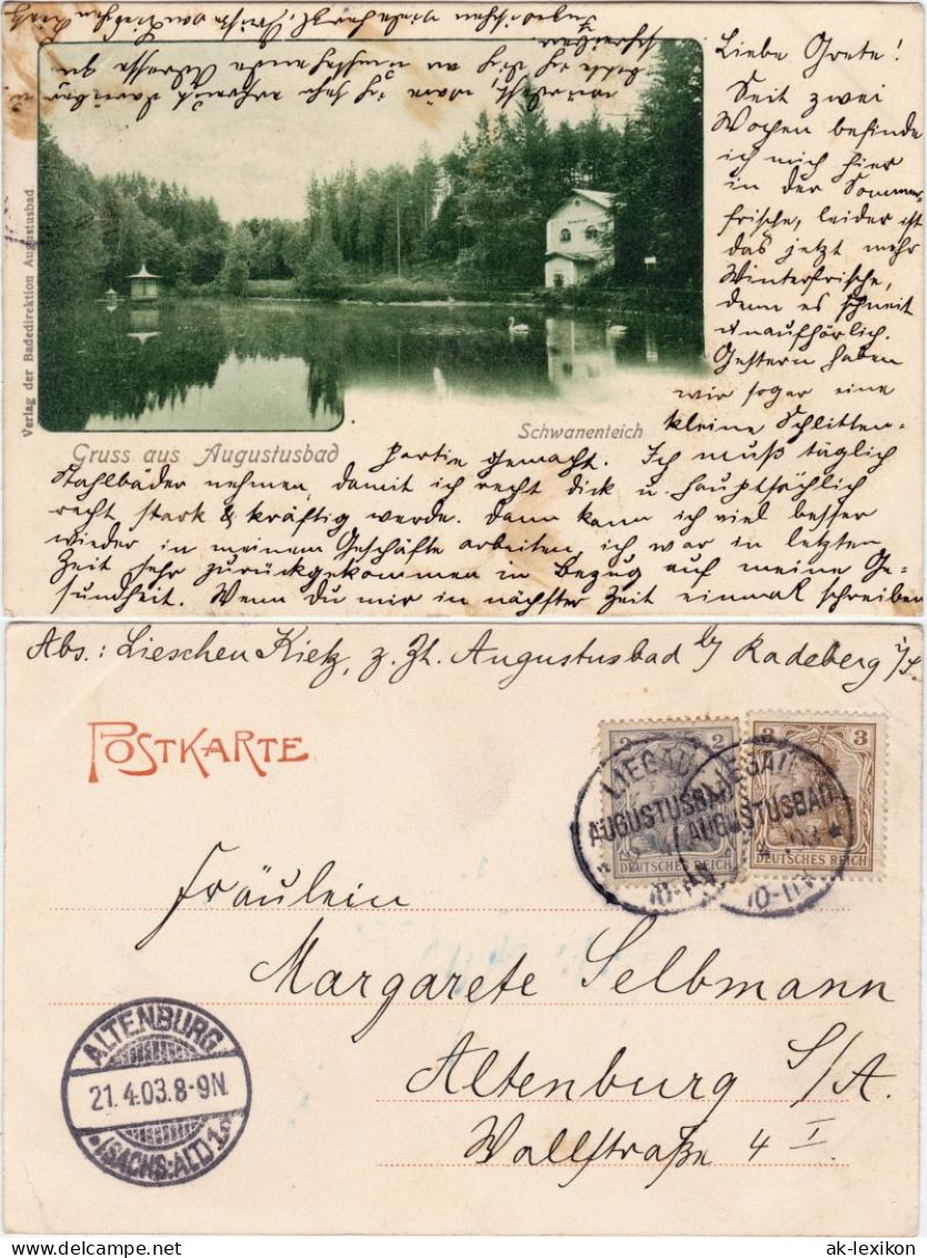 Ansichtskarte Liegau-Augustusbad-Radeberg Partie Am Schwanenteich 1903  - Radeberg