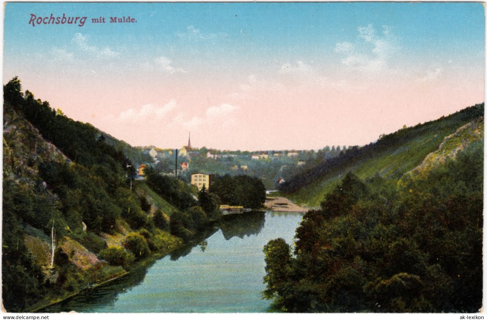 Ansichtskarte Rochsburg-Lunzenau Stadt, Fabrik Und Mulde 1914  - Lunzenau