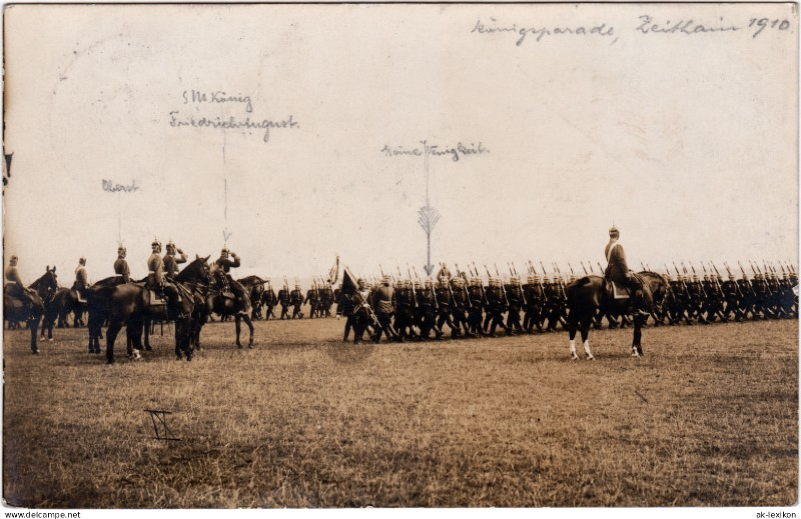 Zeithain Privatfoto AK: Friedrich August III. - Königsparade 1910  - Zeithain