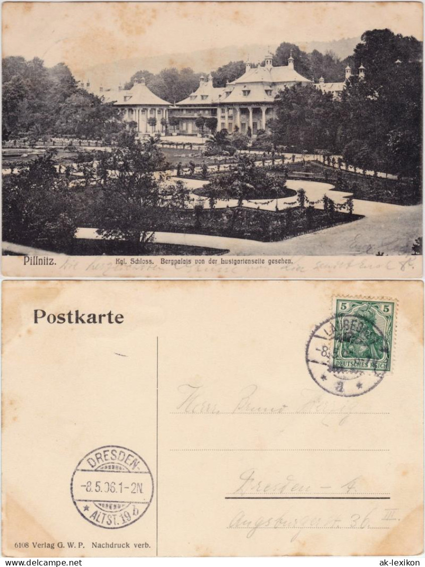 Ansichtskarte Pillnitz Bergpalais Von Der Lustgartenseite Gesehen 1906 - Pillnitz