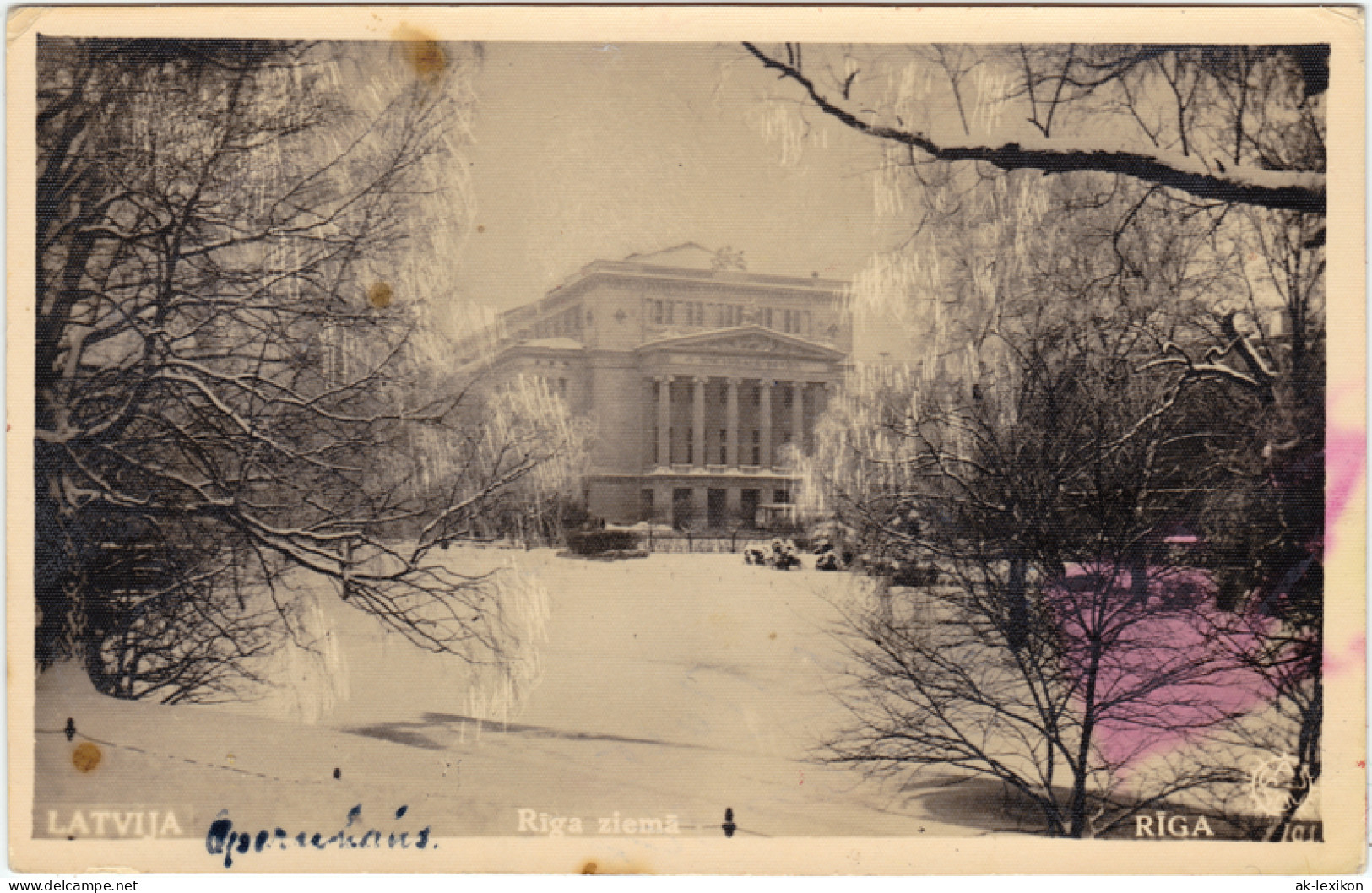 Postcard Riga Rīga Ри́га Park Im Winter 1937  - Lettonie