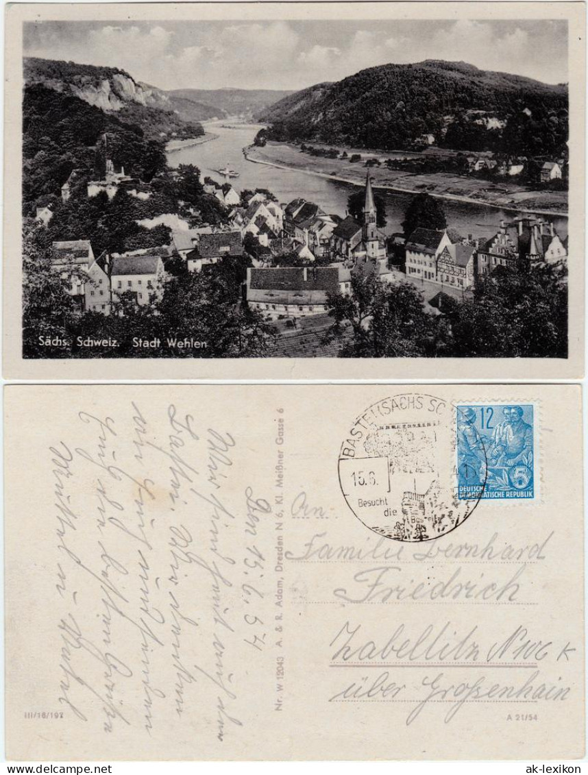 Ansichtskarte Wehlen Panorama 1954 - Wehlen