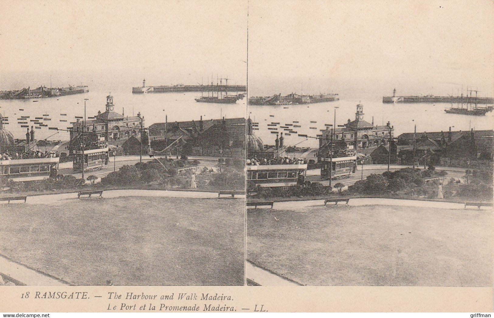 CARTE STEREOSCOPIQUE ANGLETERRE LE PORT ET LA PROMENADE MADEIRA TBE - Stereoskopie