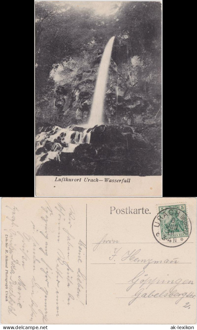 Ansichtskarte Bad Urach Wasserfall 1910  - Bad Urach