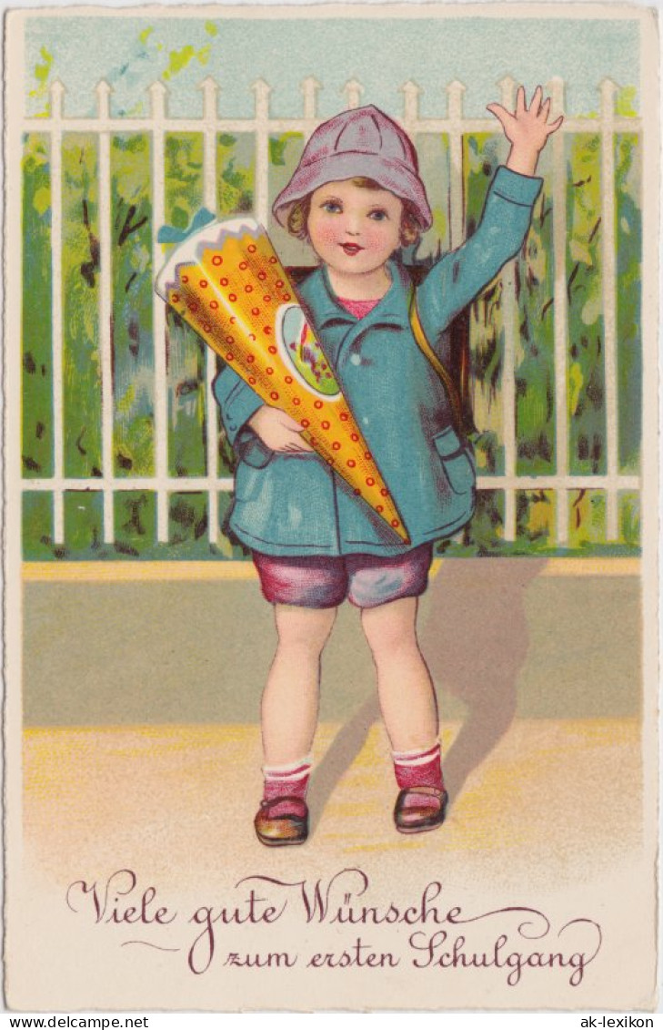 Ansichtskarte  Winkendes Schulkind Einschulung 1937 - Eerste Schooldag
