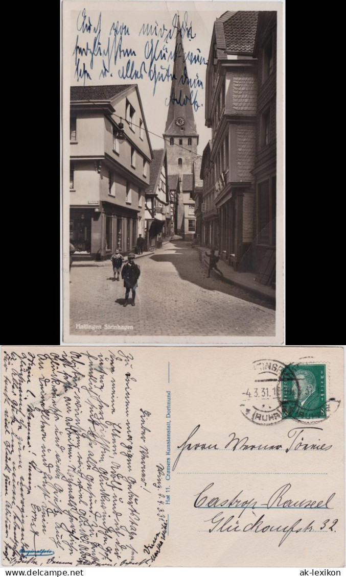 Ansichtskarte Hattingen Strassenpartie - Steinhagen 1931  - Hattingen