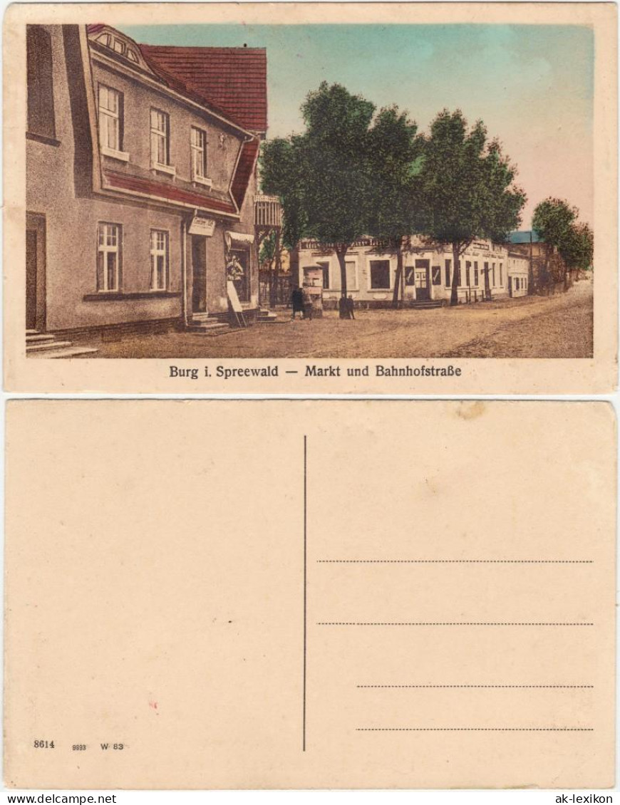 Burg (Spreewald) Borkowy (B&#322;ota) Markt Und Bahnhofstraße 1920  - Burg (Spreewald)