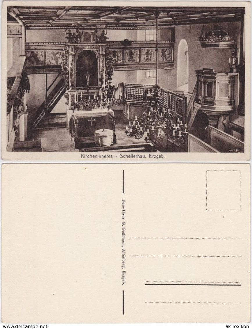 Ansichtskarte Schellerhau-Altenberg (Erzgebirge) Innenansicht Kirche 1928 - Schellerhau