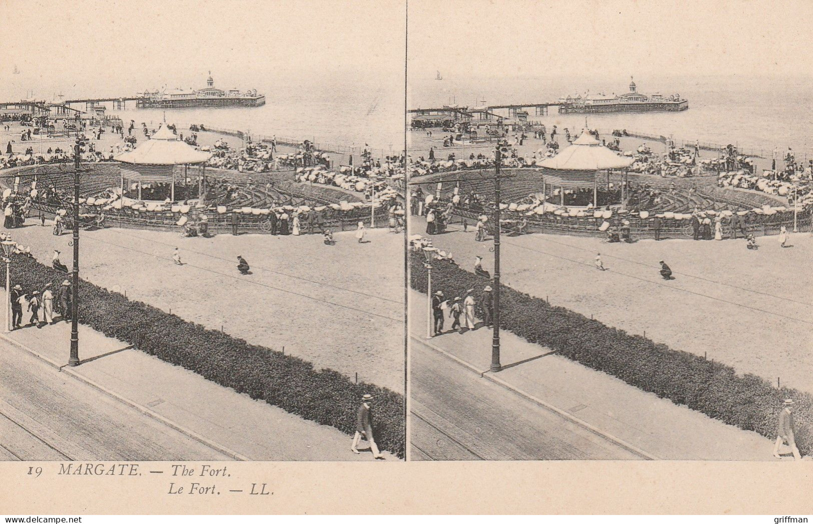 CARTE STEREOSCOPIQUE ANGLETERRE MARGATE LE FORT TBE - Stereoscope Cards