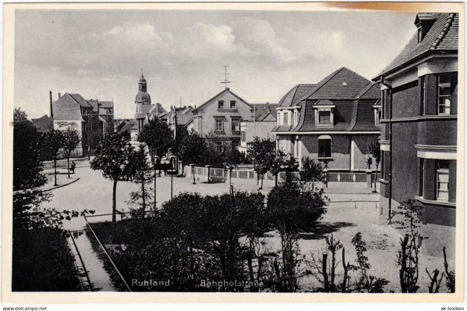 Ansichtskarte Ruhland Rólany Bahnhofstrasse 1934  - Ruhland
