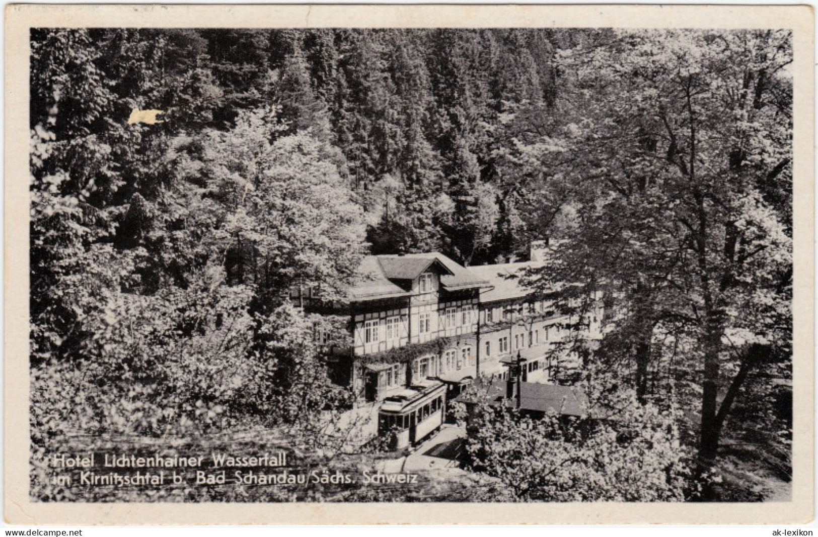 Ansichtskarte Lichtenhain-Sebnitz Hotel Lichtenhainer Wasserfall 1956 - Kirnitzschtal