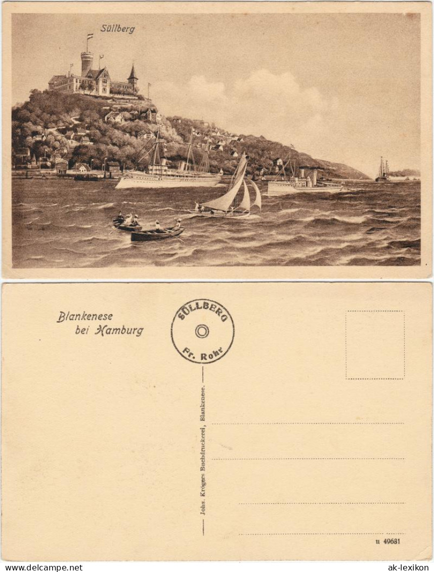 Blankenese-Hamburg Sülberg - Dampfer, Kriegsschiffe Und Segelboote 1916  - Blankenese