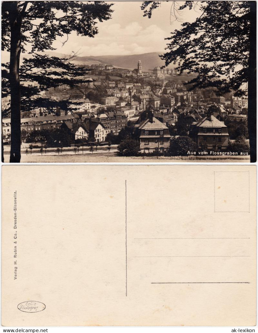 Ansichtskarte Aue (Erzgebirge) Panorama Vom Flossgraben Aus 1930 - Aue