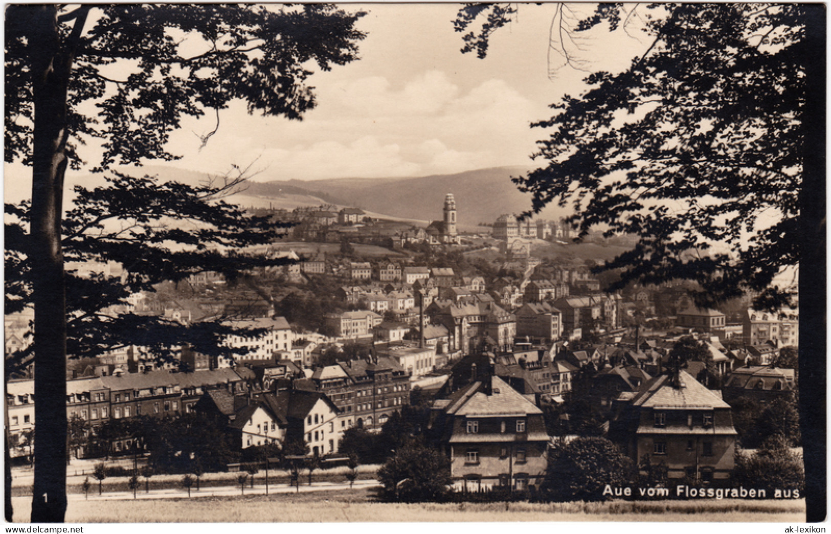 Ansichtskarte Aue (Erzgebirge) Panorama Vom Flossgraben Aus 1930 - Aue