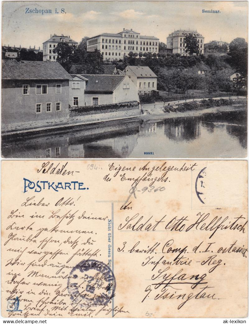 Ansichtskarte Zschopau Flusspartie Und Seminar 1905  - Zschopau