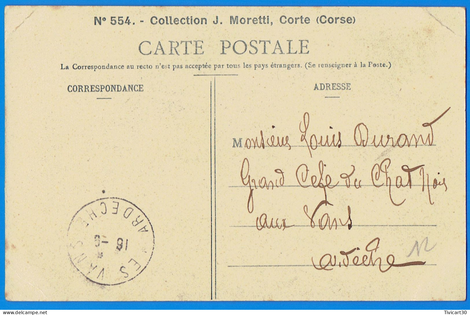 CPA CORSE (20) - TYPES CORSES - UNE BERGERIE - N° 554, COLLECTION J. MORETTI, CORTE - Corse