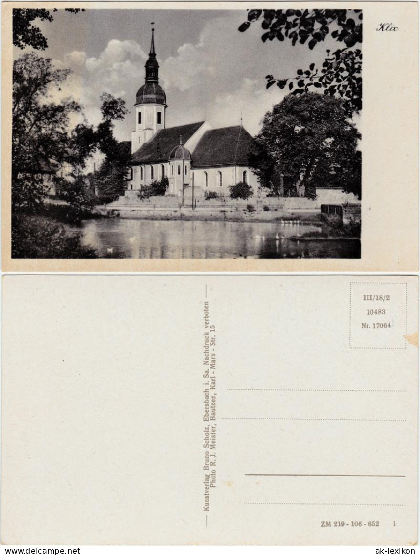 Ansichtskarte Klix-Großdubrau Wulka Dubrawa Kirche Und Teich 1962 - Grossdubrau Wulka Dubrawa