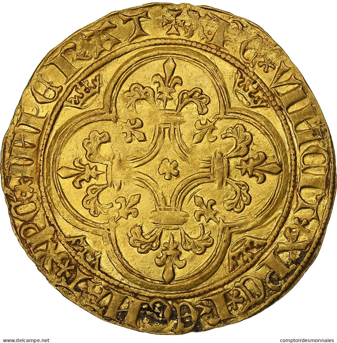 France, Charles VI, Écu D'or à La Couronne, 1385-1422 - 1380-1422 Carlos VI El Bien Amado