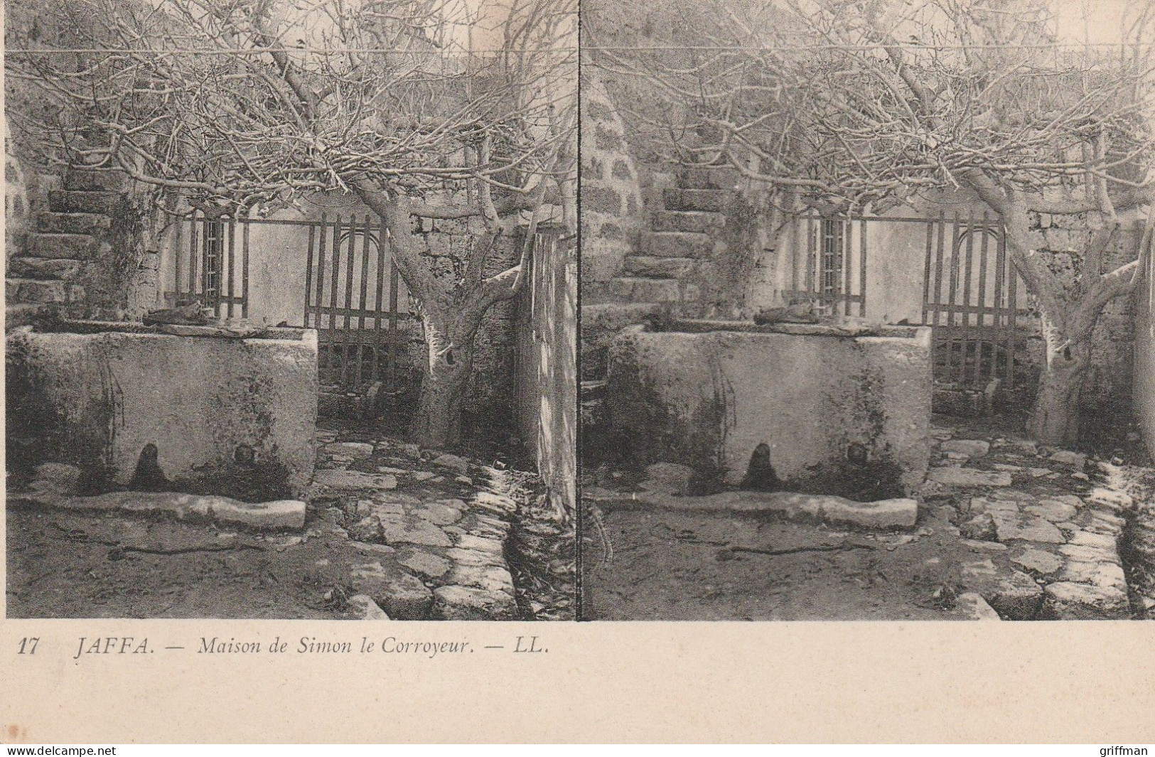 CARTE STEREOSCOPIQUE ISTRAEL JAFFA MAISON DE SIMON LE CORROYEUR TBE - Stereoscope Cards