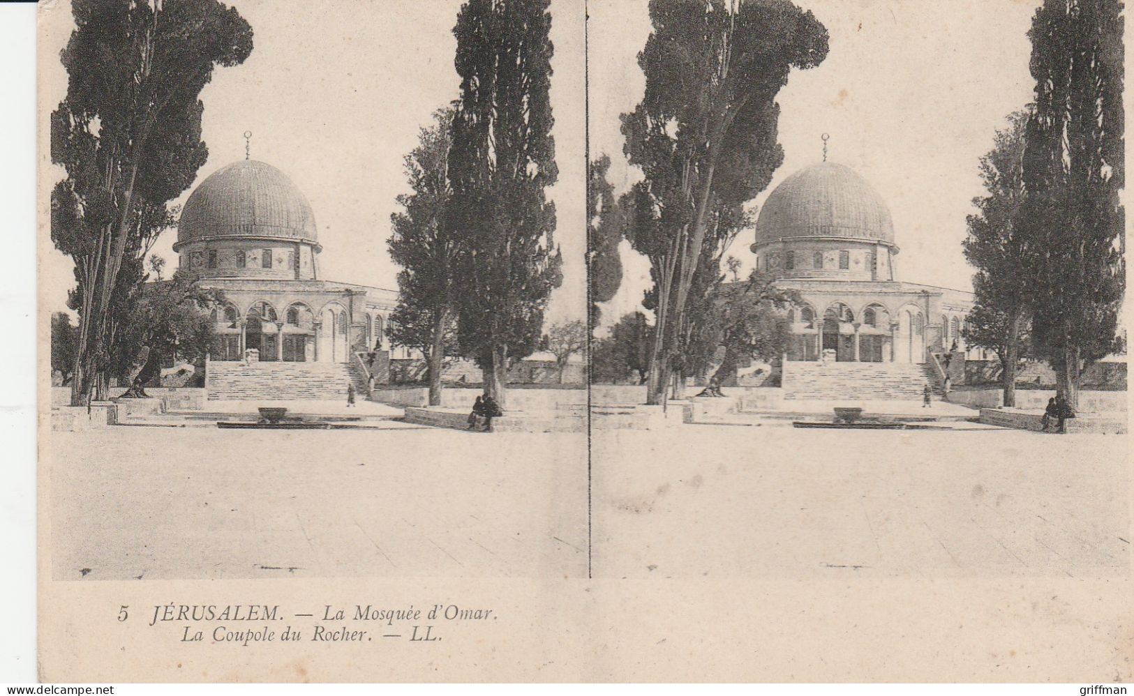 CARTE STEREOSCOPIQUE ISTRAEL JERUSALEM LA MOSQUEE D'OMAR LA COUPOLE DU ROCHER TBE - Stereoscope Cards