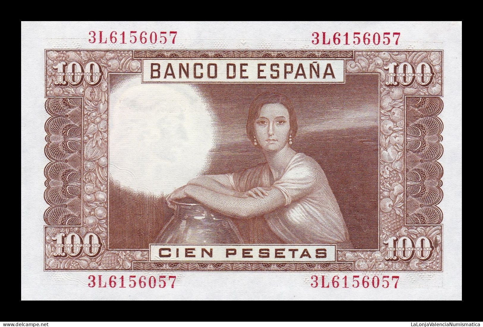 España Spain 100 Pesetas J. Romero De Torres 1953 Pick 145 Serie 3L Sc Unc - 100 Peseten