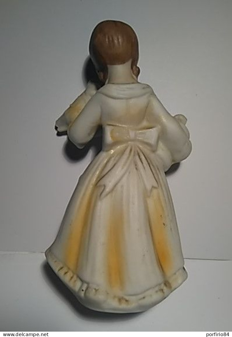 STATUETTA PORCELLANA BISQUIT CAPODIMONTE - BAMBINA CON PAPPAGALLO FIRMATA F M - Capodimonte (ITA)