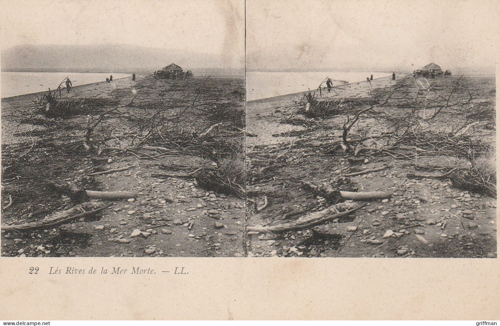 CARTE STEREOSCOPIQUE ISTRAEL JERUSALEM LES RIVES DE LA MER MORTE TBE - Stereoscopische Kaarten