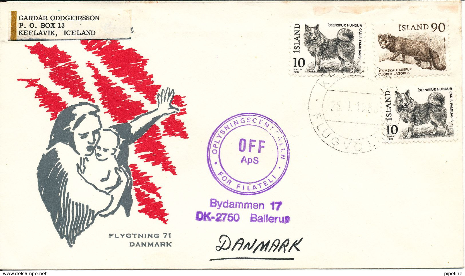 Iceland Cover Sent To Denmark 28-1-1980 - Covers & Documents