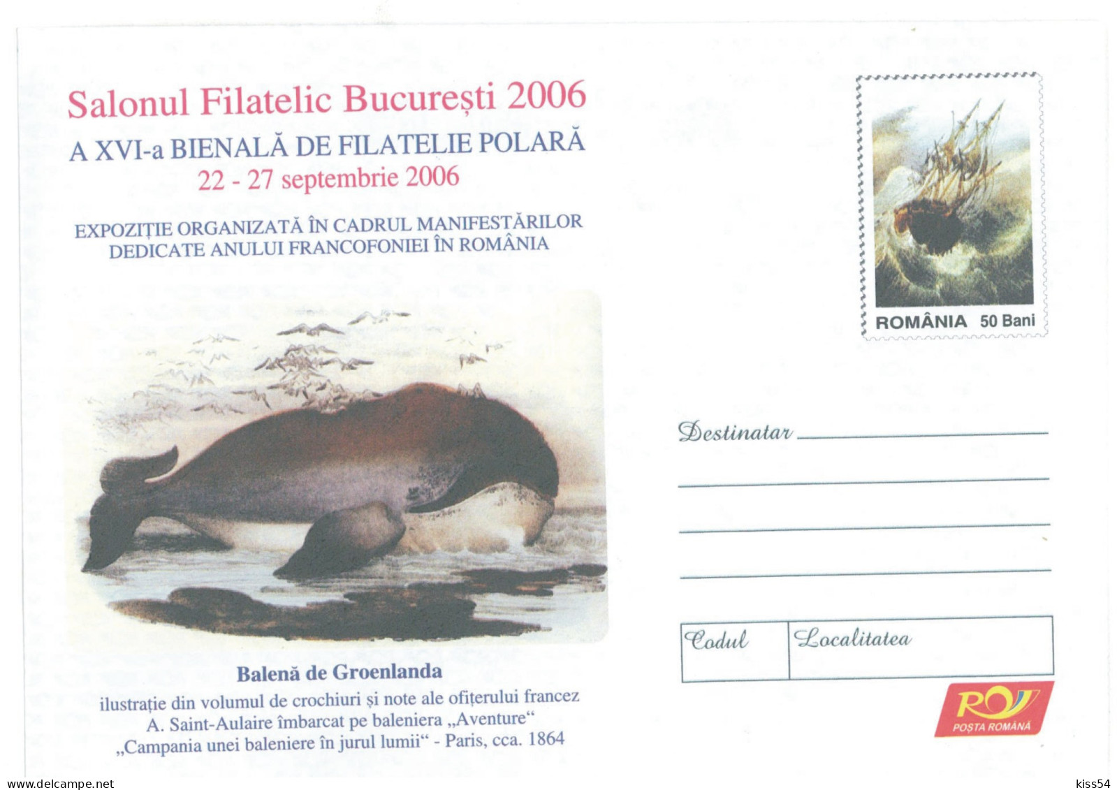IP 2006 - 140 Polar Philately, Greenland Whale, Romania - Stationery - Unused - 2006 - Arctische Fauna
