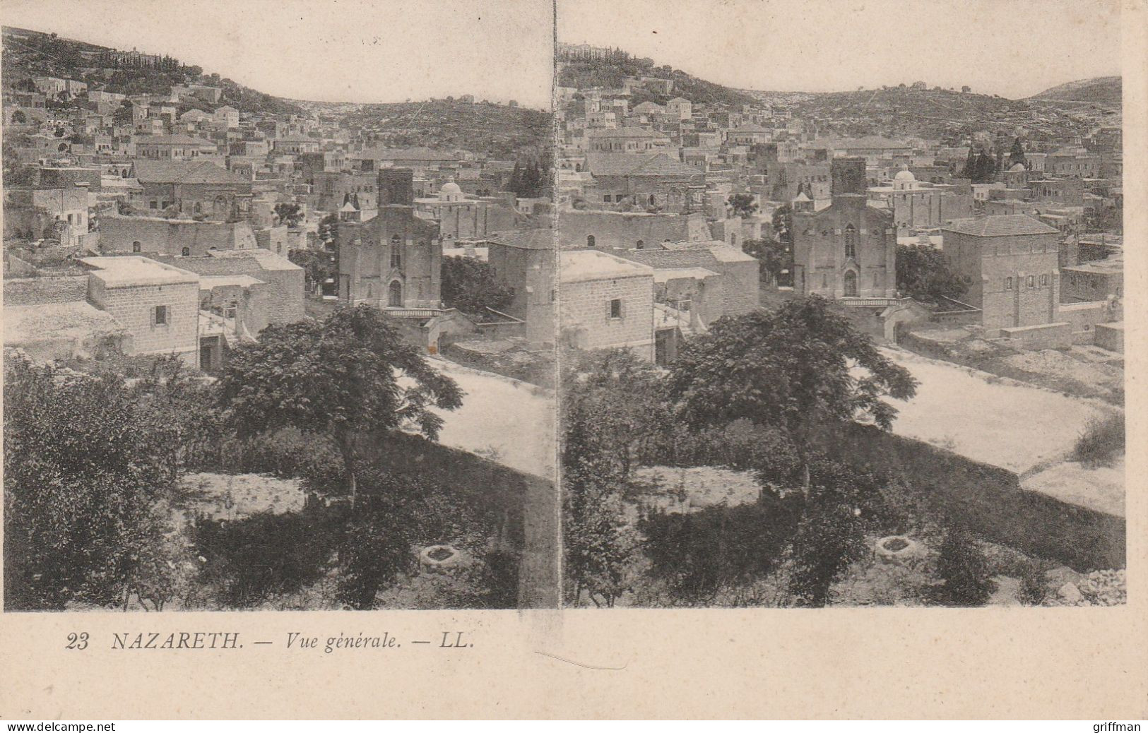 CARTE STEREOSCOPIQUE ISTRAEL NAZARETH VUE GENERALE TBE - Stereoscope Cards