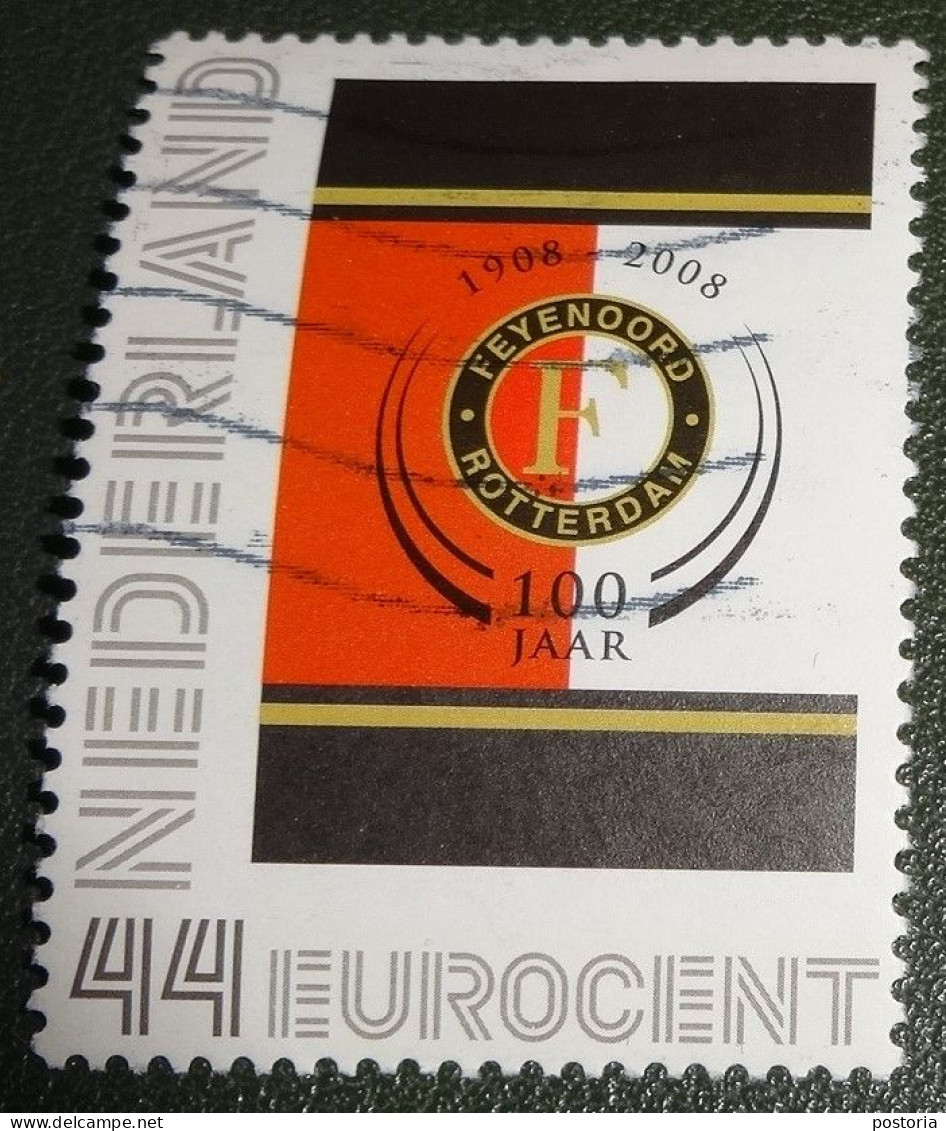 Nederland - NVPH - Uit  PP12 - 2008 - Persoonlijke Gebruikt - 100 Jaar Feyenoord - Logo -  Op Rood Wit - Timbres Personnalisés