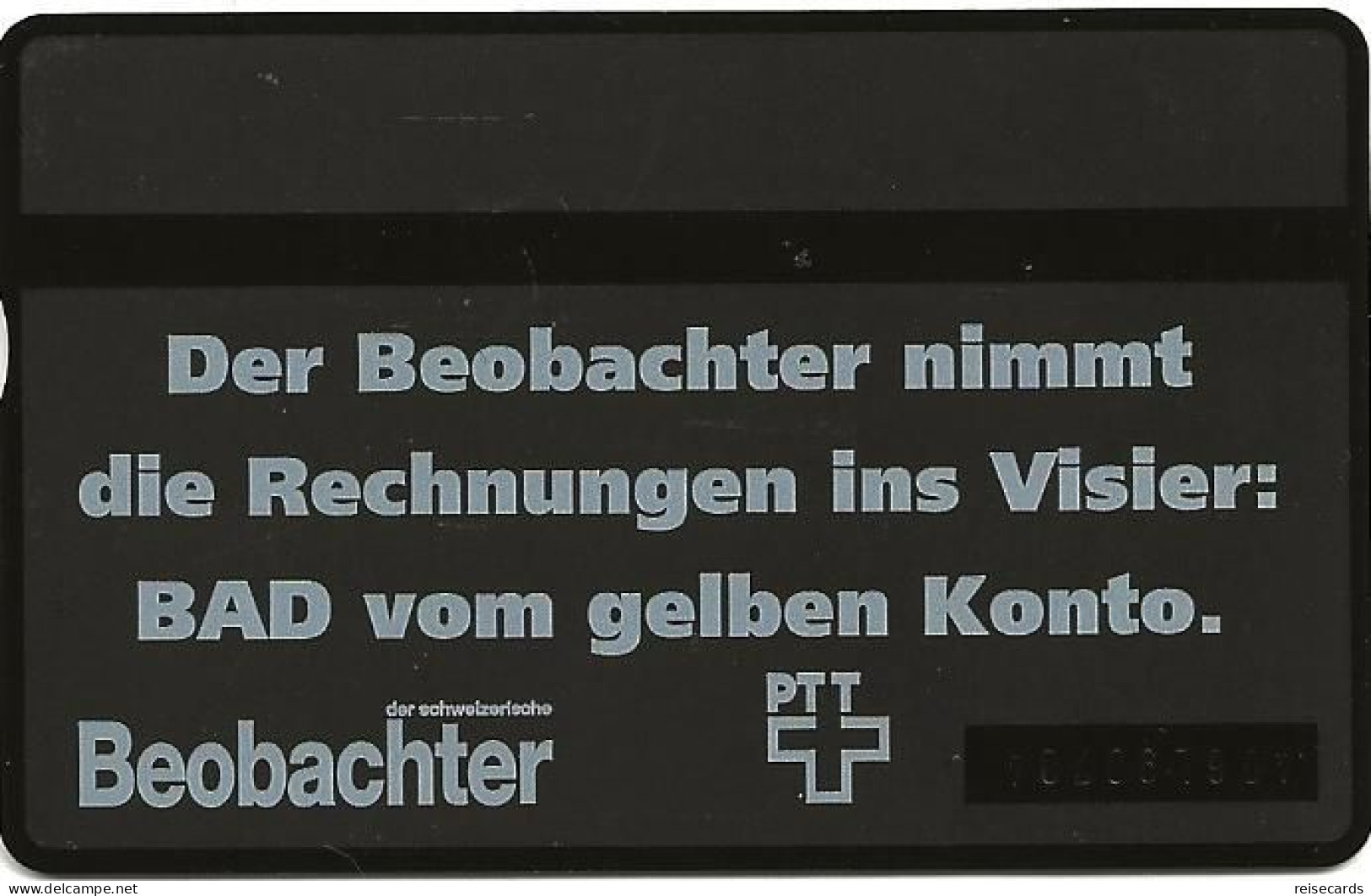 Switzerland: PTT W-4 406L GD PTT ZV Beobachter - Das Gelbe Konto - Suiza