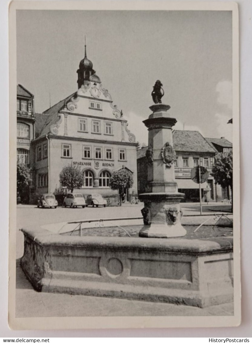 Rodach, Marktplatz, Sparkasse, VW Käfer, 1955 - Coburg