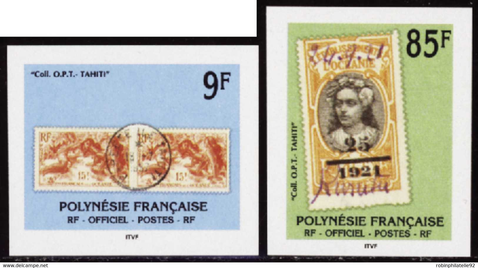 Polynésie Non Dentelés Services N°27 /28 2 Valeurs Qualité:** - Imperforates, Proofs & Errors