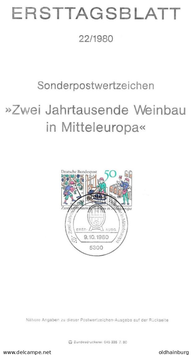 2003a: BRD- ETB 1980, 2000 Jahre Weinbau In Mitteleuropa - Wein & Alkohol