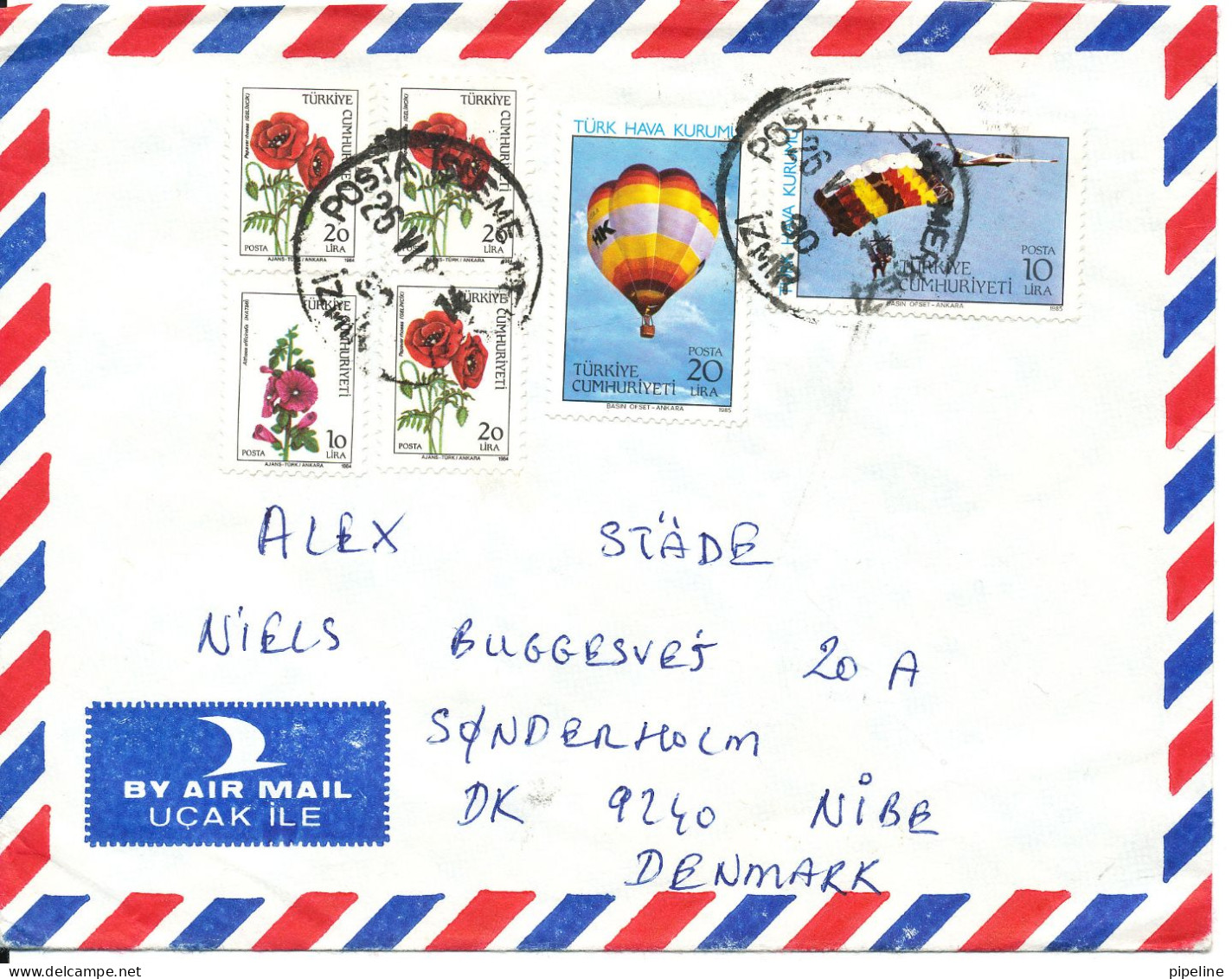 Turkey Air Mail Cover Sent To Denmark Izmir 26-6-1985 Topic Stamps - Luchtpost