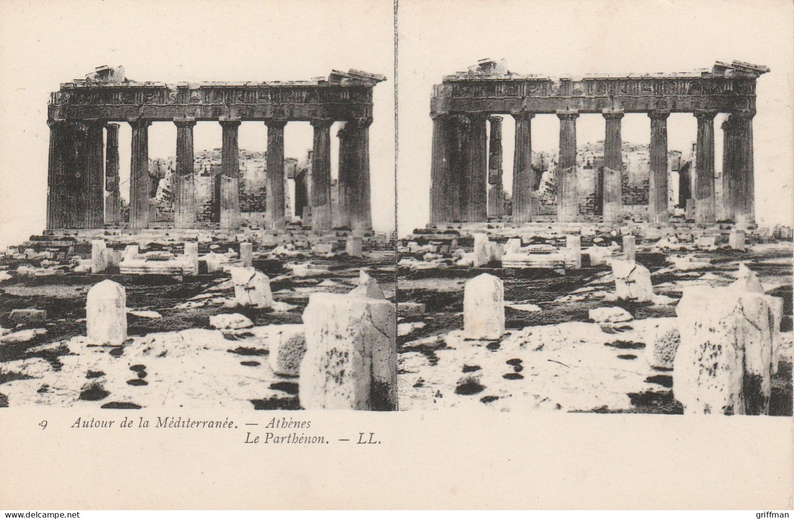 CARTE STEREOSCOPIQUE AUTOUR DE LA MEDITERRANEE ITALIE GRECE ATHENES LE PARTHENON TBE - Stereoskopie