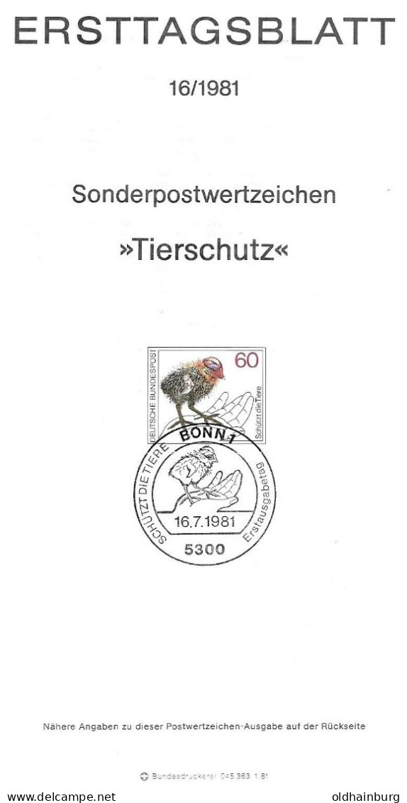 2003e: BRD- ETB 1981, Tierschutz Bläßhuhn - Gallinacées & Faisans