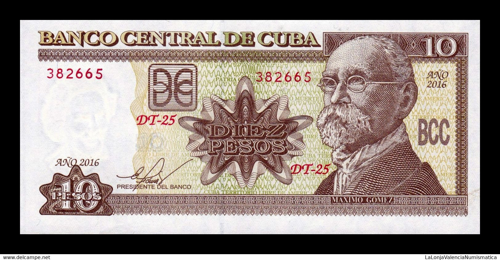 Cuba 10 Pesos Máximo Gómez 2016 Pick 117r Sc Unc - Kuba