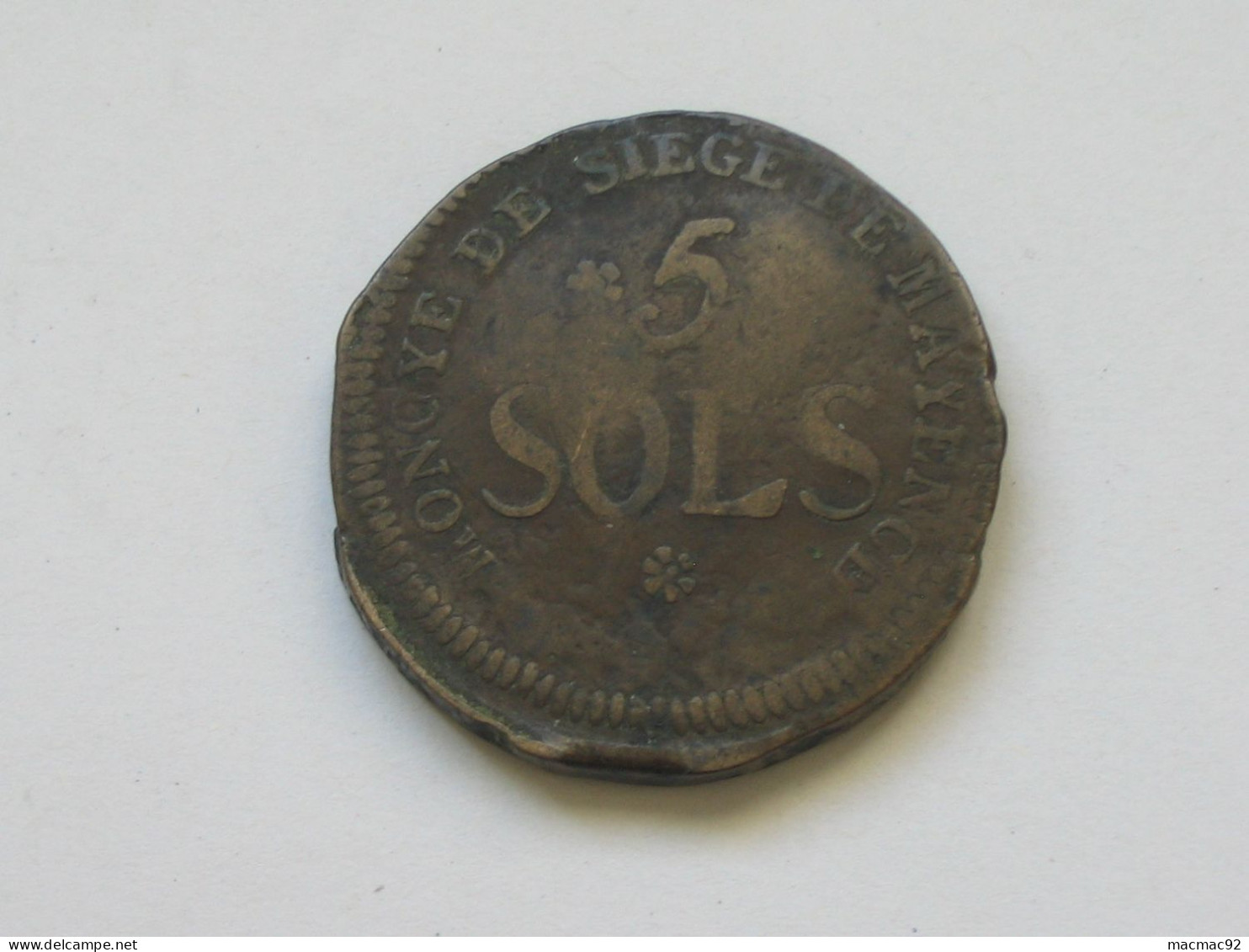 Rare Monnaie - 5 Sols 1793 L'an 2  Monoye De Siège De Mayence  ***** EN ACHAT IMMEDIAT ***** - 1792-1975 Nationalkonvent