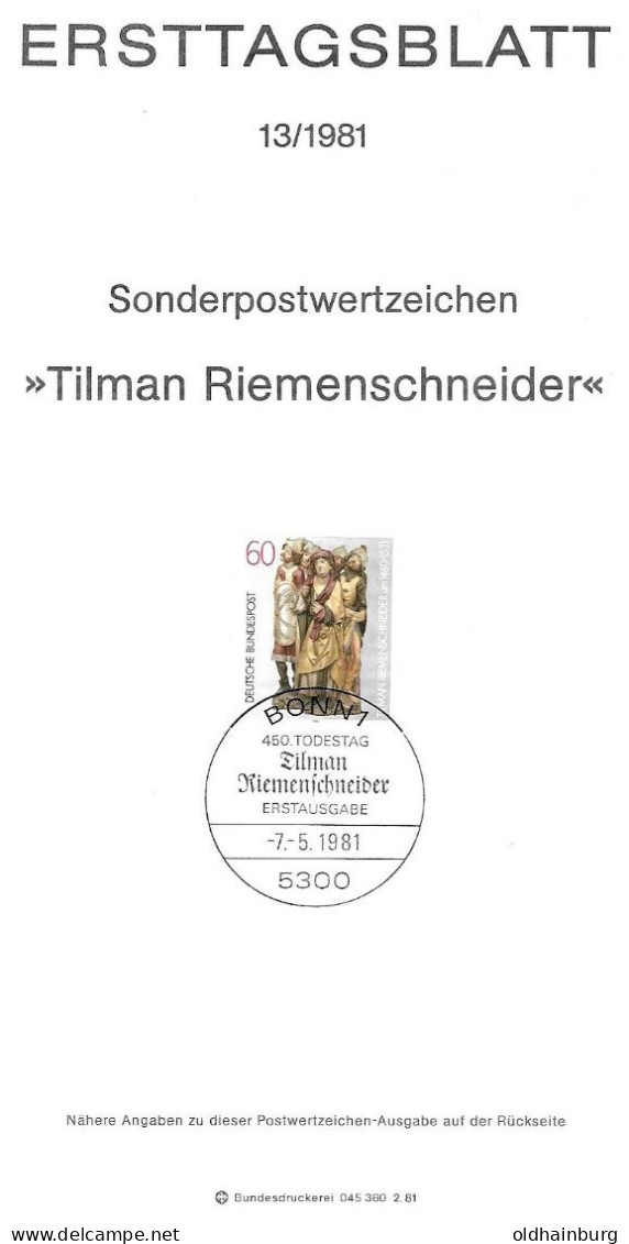 2003h: BRD- ETB 1981, Kreuzigungsaltar Um 1490 Von Tilman Riemenschneider - Cristianismo