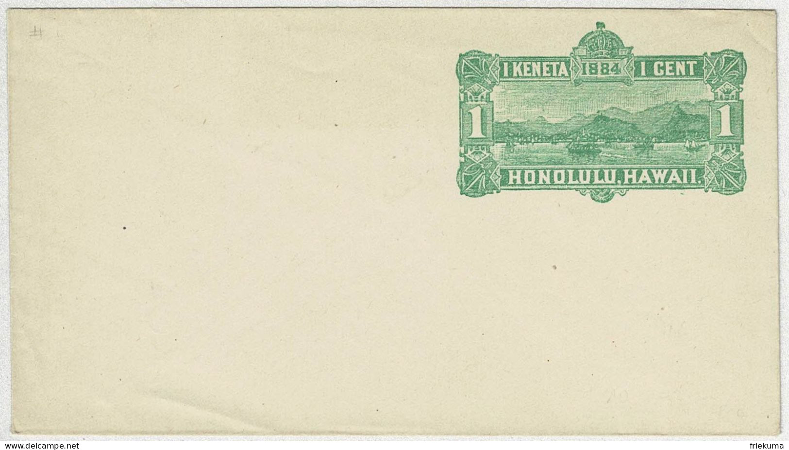 Vereinigte Staaten / USA Honolulu Hawaii 1884, Ganzsachen-Briefumschlag / Stationery, Format 14.5 X 7.5 Cm - Hawaii