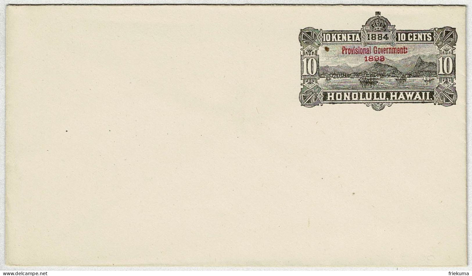 Vereinigte Staaten / USA Honolulu Hawaii 1893, Ganzsachen-Briefumschlag / Stationery Mit Aufdruck, Format 15 X 8.5 Cm - Hawaï