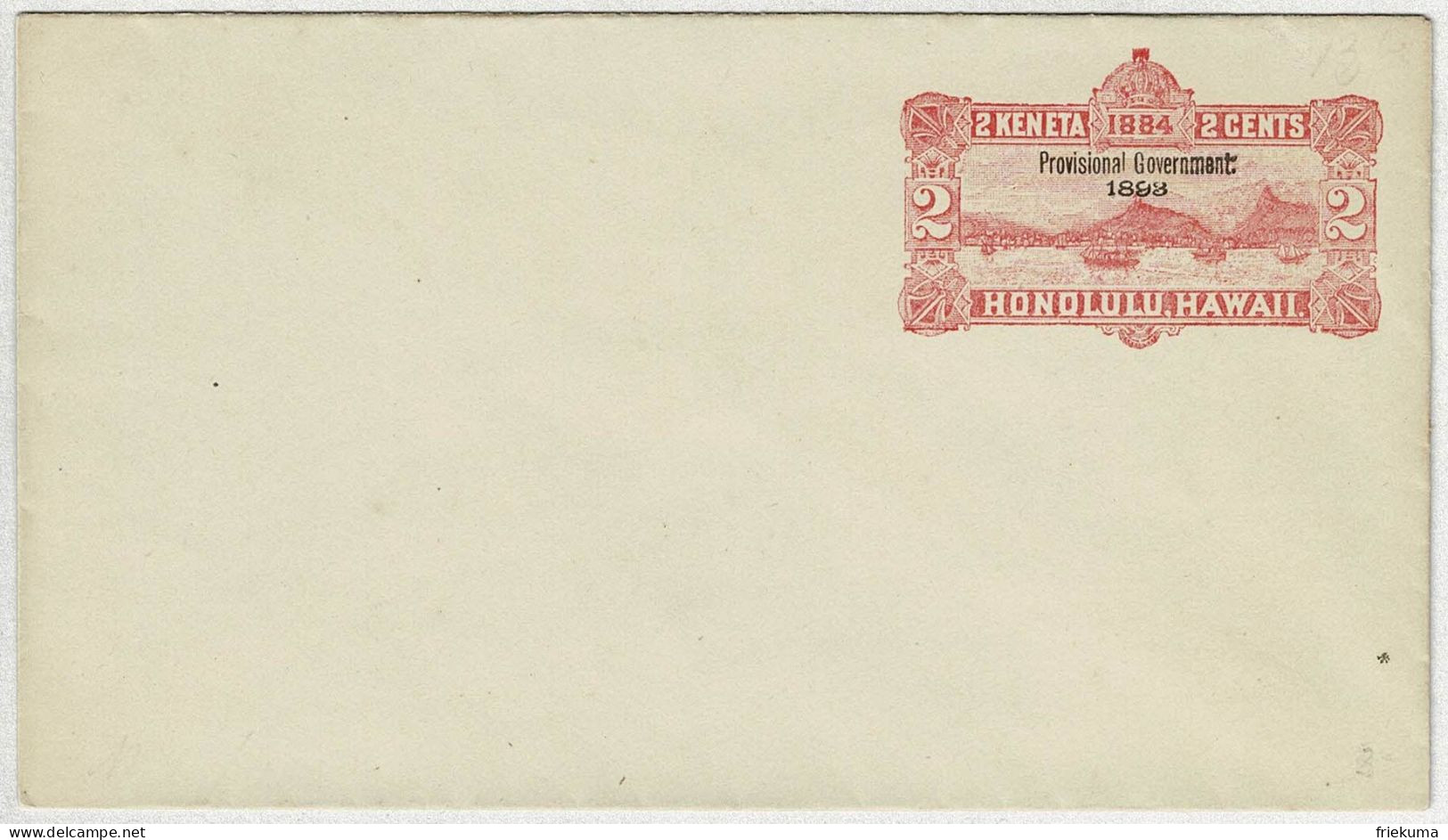 Vereinigte Staaten / USA Honolulu Hawaii 1893, Ganzsachen-Briefumschlag / Stationery Mit Aufdruck, Format 15 X 8.5 Cm - Hawaï