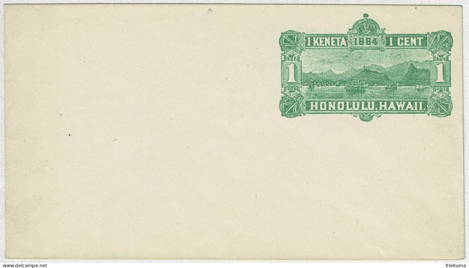 Vereinigte Staaten / USA Honolulu Hawaii 1884, Ganzsachen-Briefumschlag / Stationery, Format 14.5 X 7.5 Cm - Hawaï